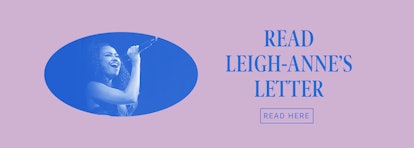 "Read Leigh-Anne's letter" blue text next to Leigh-Anne's photo