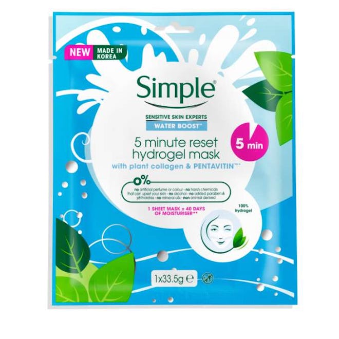 Simple Water Boost 5-Minute Reset Hydrogel Mask 