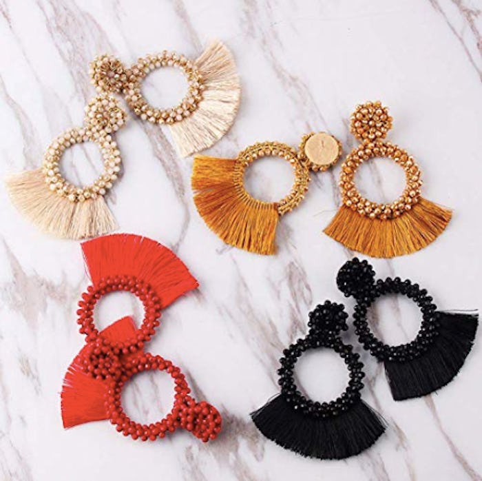 Dvacaman Hoop Tassel Earrings