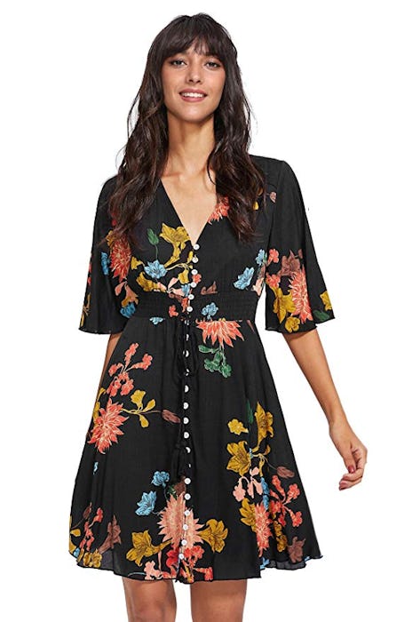 Milumia Women's Boho Button Up Flowy Dress