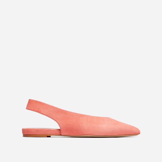 The V Slingback in Coral Suede