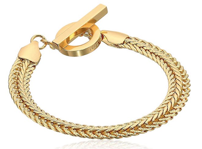 Anne Klein Classics Gold Tone Flat Chain Flex Bracelet