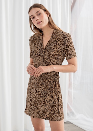 Side Tie Leopard Mini Dress