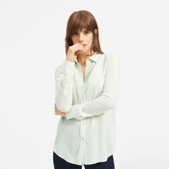 The Clean Silk Relaxed Shirt in Mint