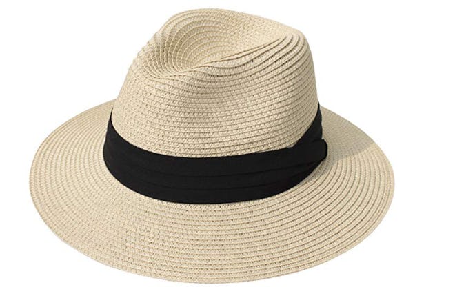 Lanzom Women Wide Brim Straw Panama Roll up Hat
