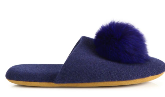 Cashmere and Fox Fur PomPom Slides 