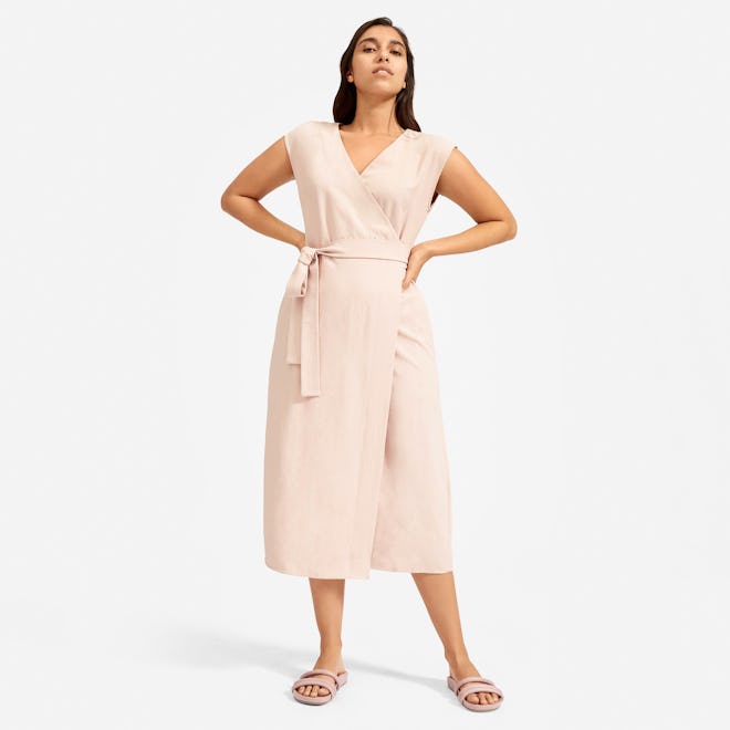 The Japanese GoWeave Short-Sleeve Wrap Dress in Rose