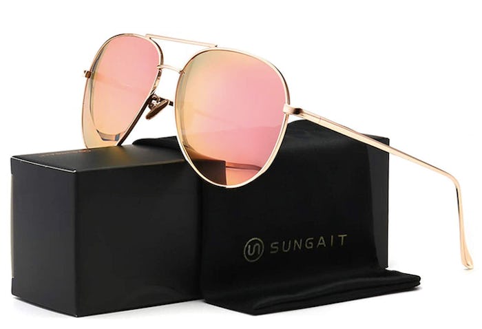 SUNGAIT Mirrored Aviator Sunglasses