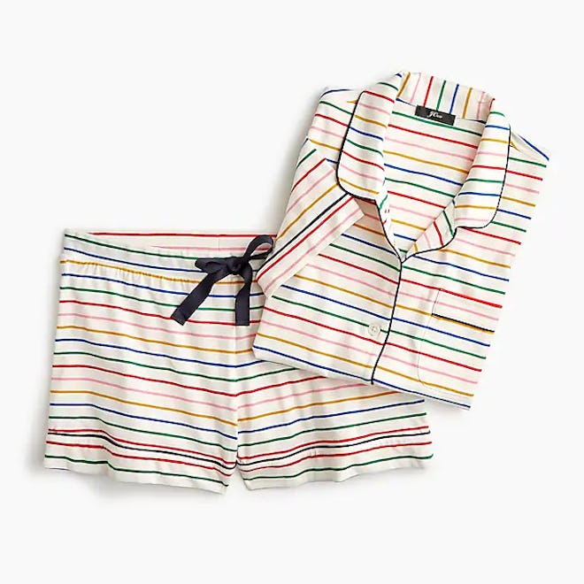 Dreamy Short-Sleeve Cotton Pajama Set In Stripe