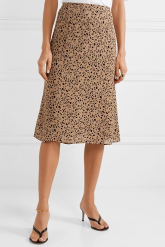 Mia Leopard-Print Georgette Midi Skirt