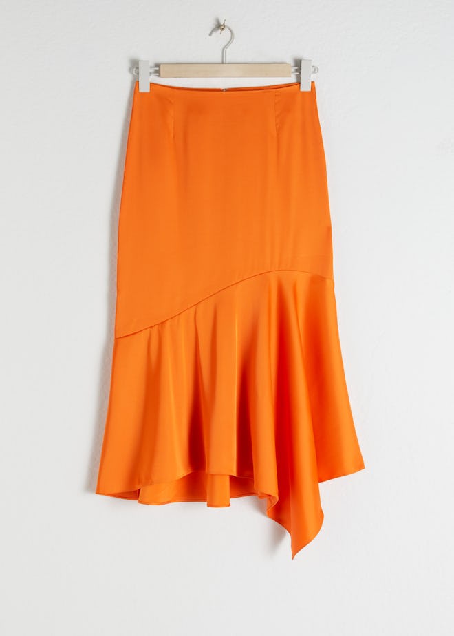 Satin Handkerchief Midi Skirt