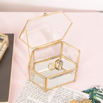 Home Details Vintage Glass Jewelry Box