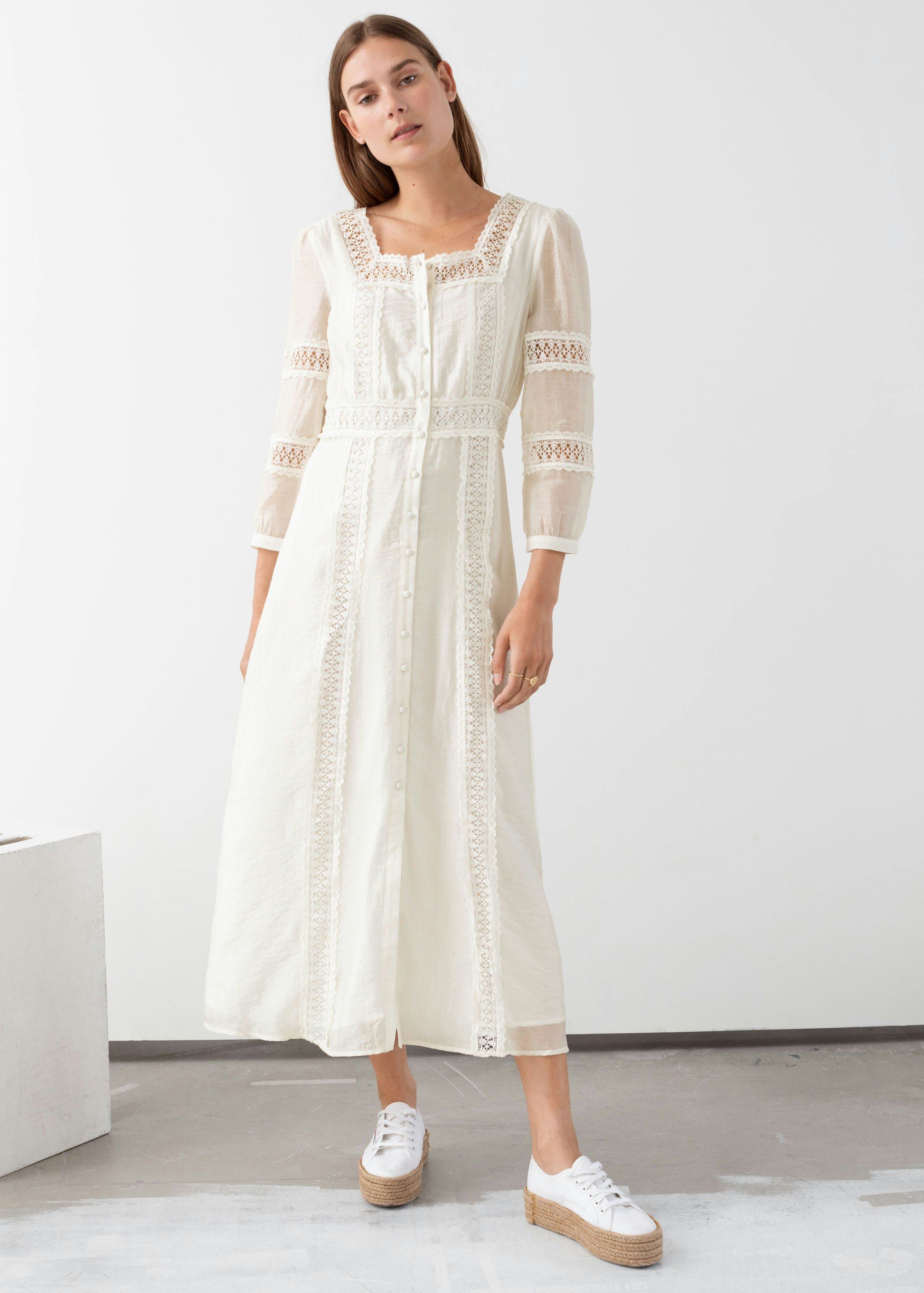 other stories lace midi dress