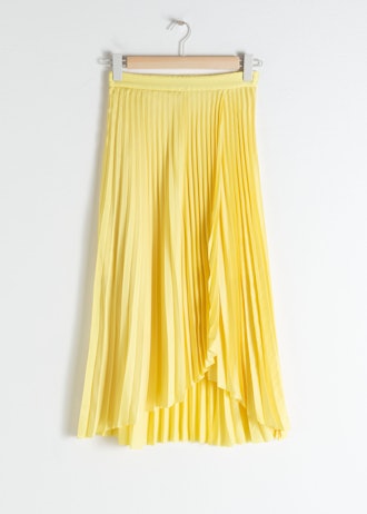 Pleated Wrap Midi Skirt
