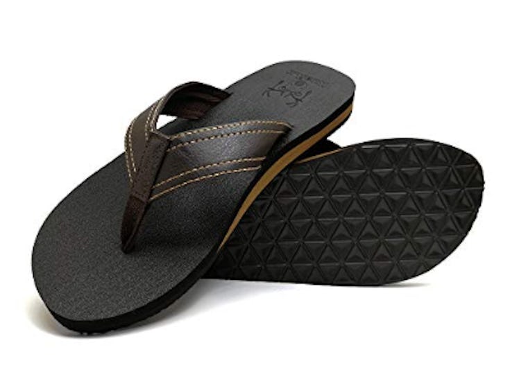 KuaiLu Men's Yoga Mat Leather Flip-Flops