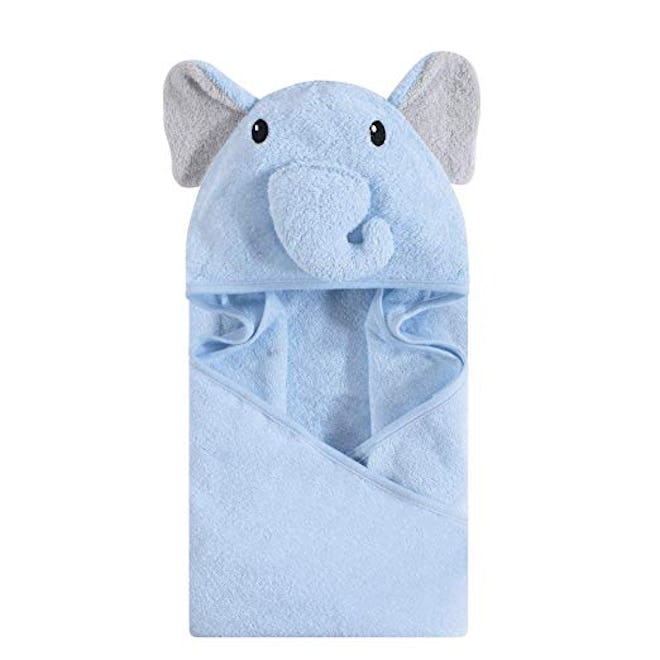 Hudson Baby Unisex Baby Animal Face Hooded Towel, Blue Elephant