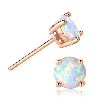 GEMSME 18K Rose Gold Plated Opal Stud Earrings 