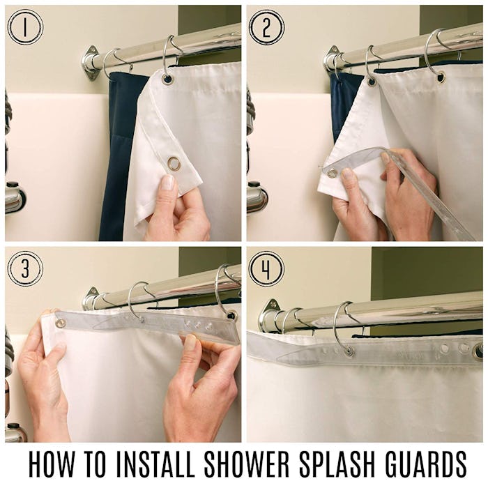 SlipX Solutions Shower Curtain Splash Guard (2 Pack)