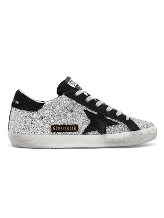Superstar Glittered Leather And Suede Sneakers