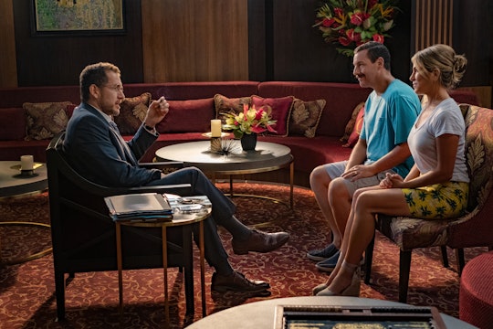 still from the movie "murder mystery" with jennifer aniston and adam sandler