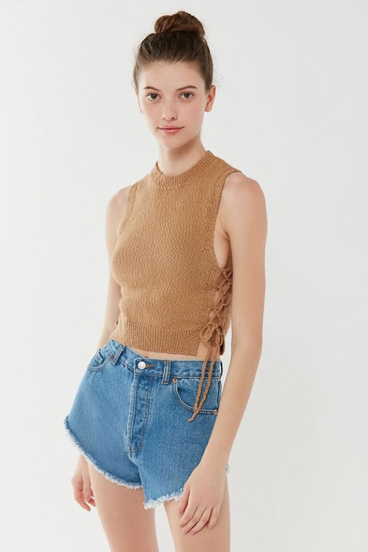 UO Sapphire Side-Tie Cropped Tank Top