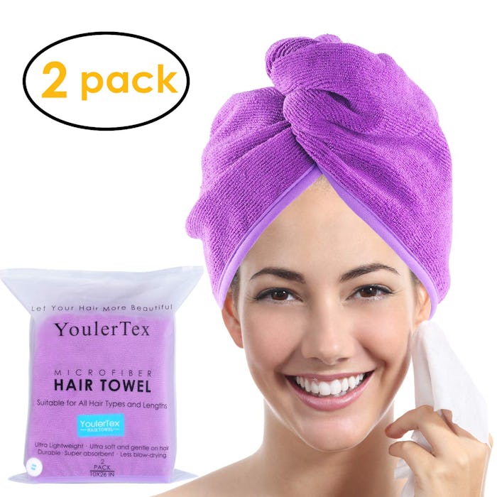 YoulerTex Microfiber Hair Towel Wrap (2 Pack)