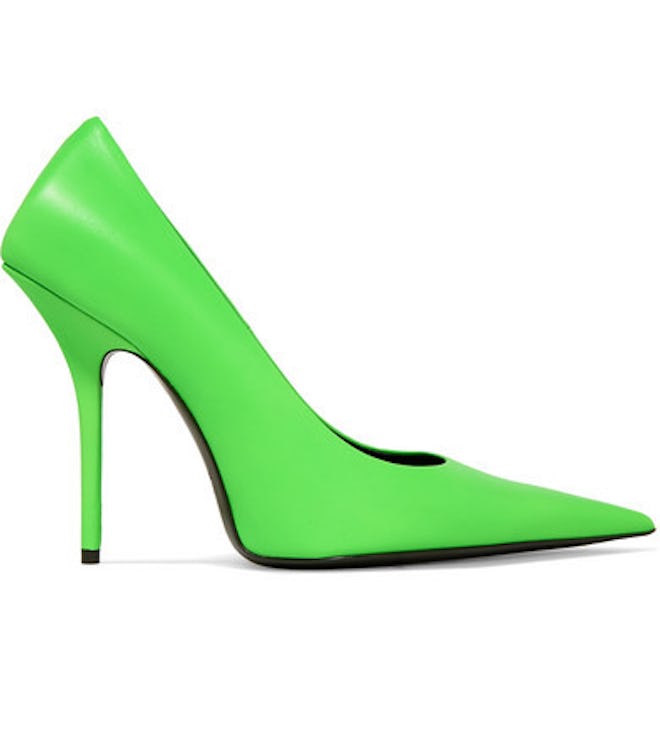 Square Knife Neon Leather Pumps