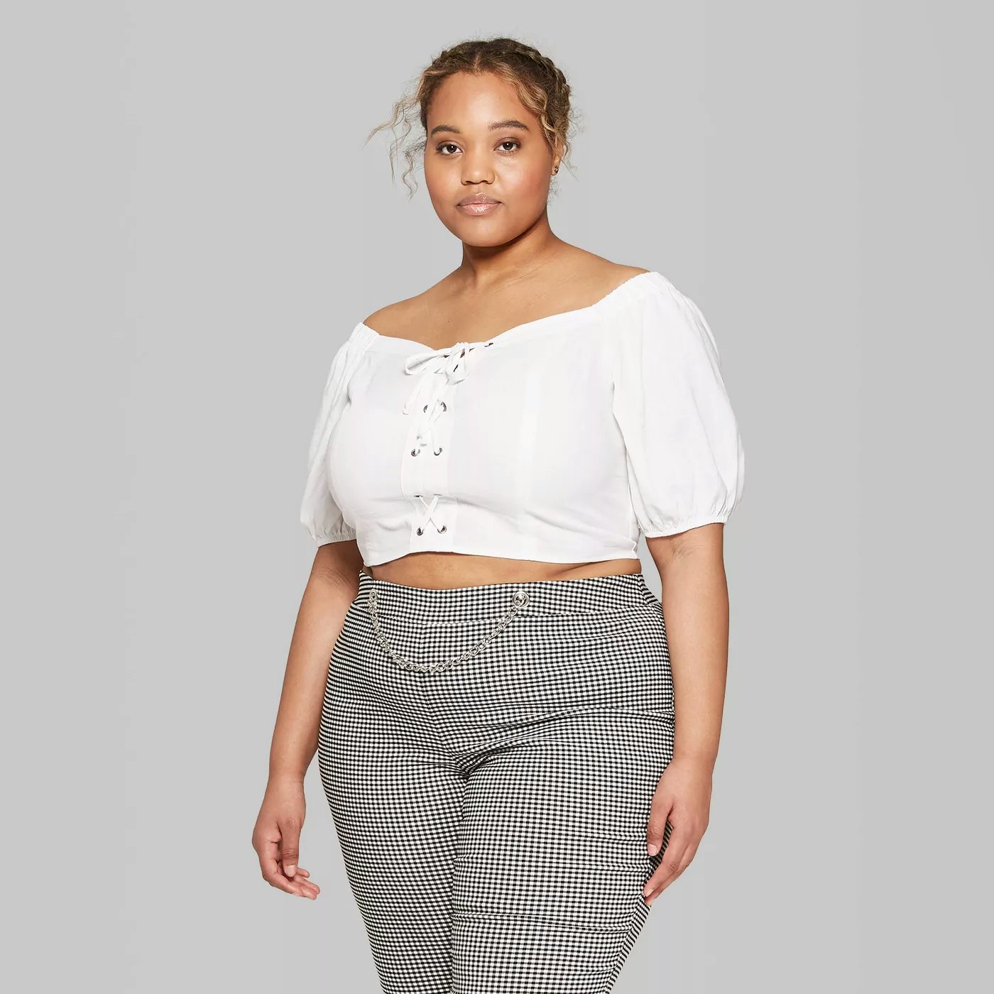 plus size lace cropped top