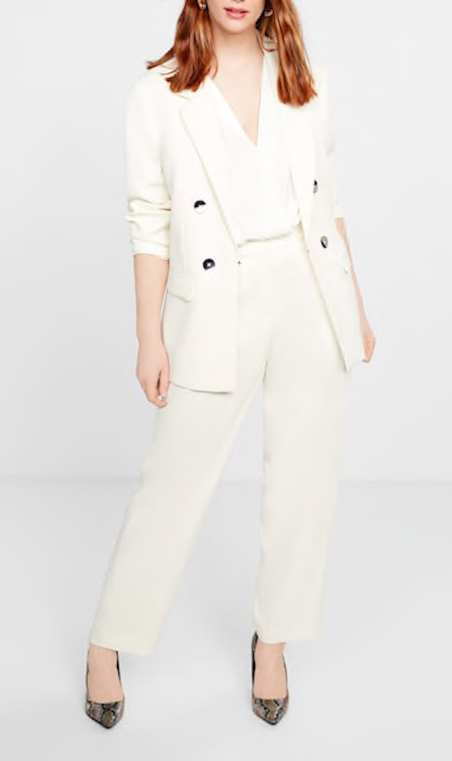 Double-Breasted Blazer & Buttons Straight-Fit Trousers