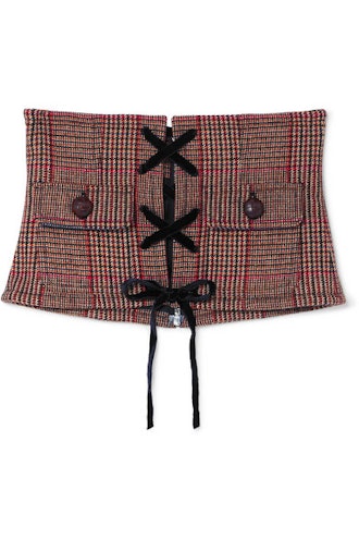 Prince of Wales Checked Wool-Blend Corset Belt