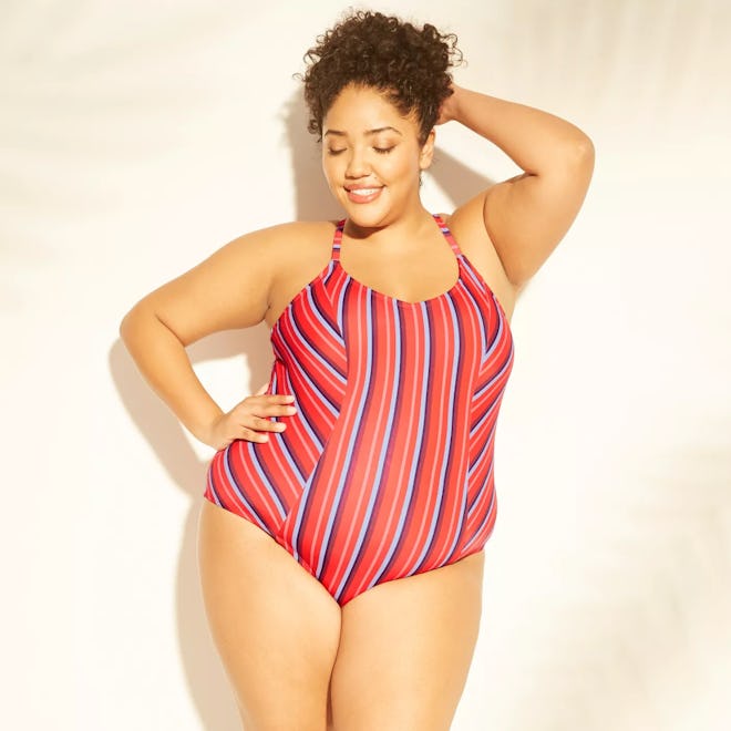 Lace-Up Back One Piece Swimsuit