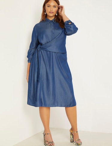 Cinched Waist Chambray Dress