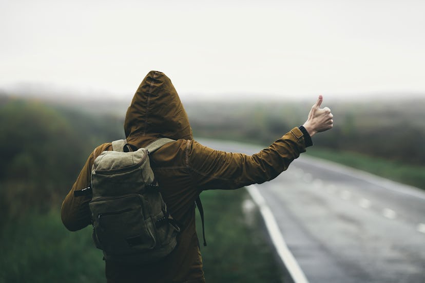 A hitchhiker, as in the terrifying campfire story.