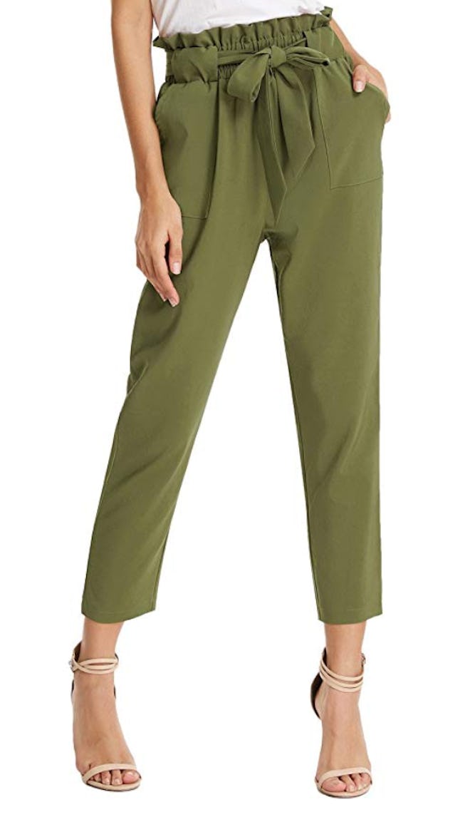 Grace Karin Cropped Paper Bag Waist Pants