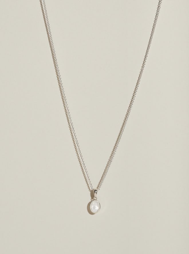 Inlay Pearl Signet Pendant in Silver