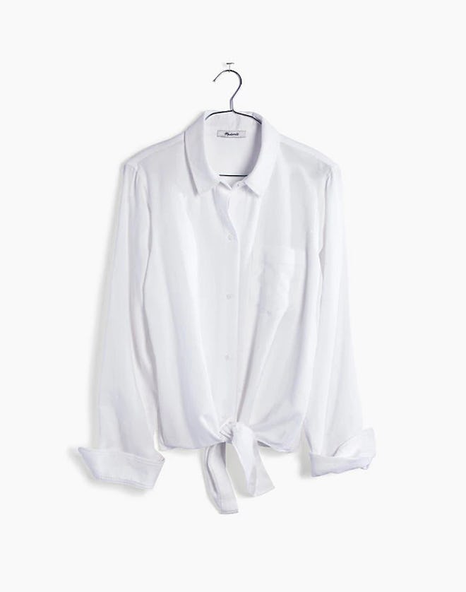 White Tie-Front Shirt
