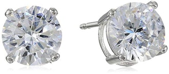 Amazon Essentials Plated Sterling Silver Cubic Zirconia Stud Earrings