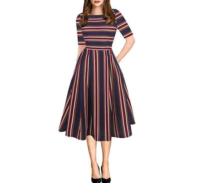 oxiuly Women's Vintage Swing Casual Party Dress