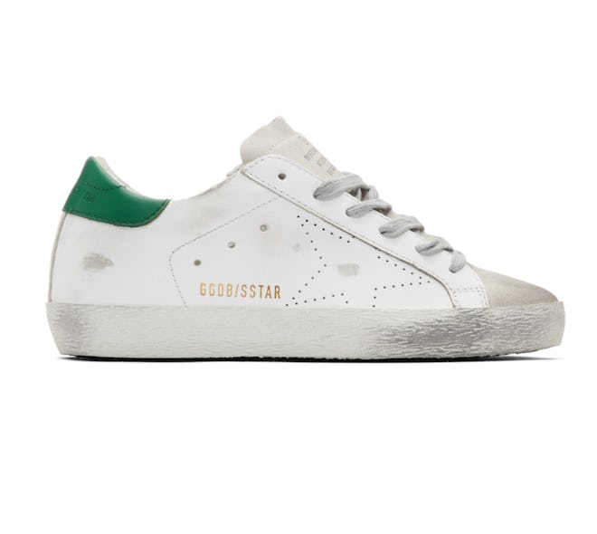 White & Green Superstar Sneakers