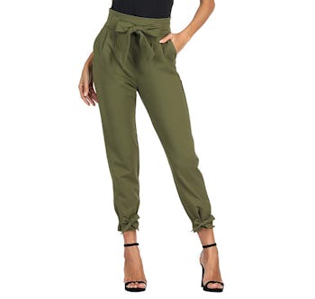 Grace Karin Women's Cropped Paper Bag Waist Pants 