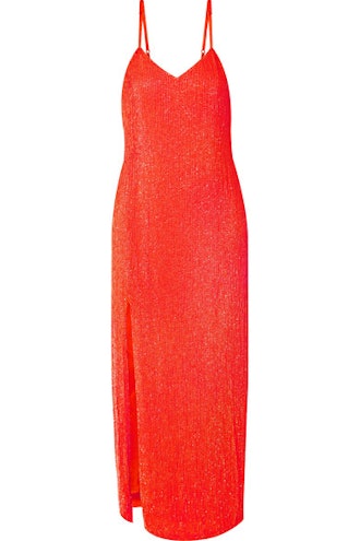 Rebecca Neon Sequined Chiffon Midi Dress