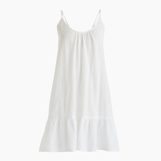 Flounce-Hem Mini Beach Dress In Crinkle Cotton