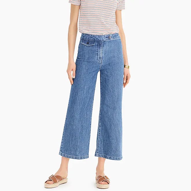 Point Sur Wide-Leg Crop Eco Jean With Front Tab Pocket In Riverbed Blue Wash