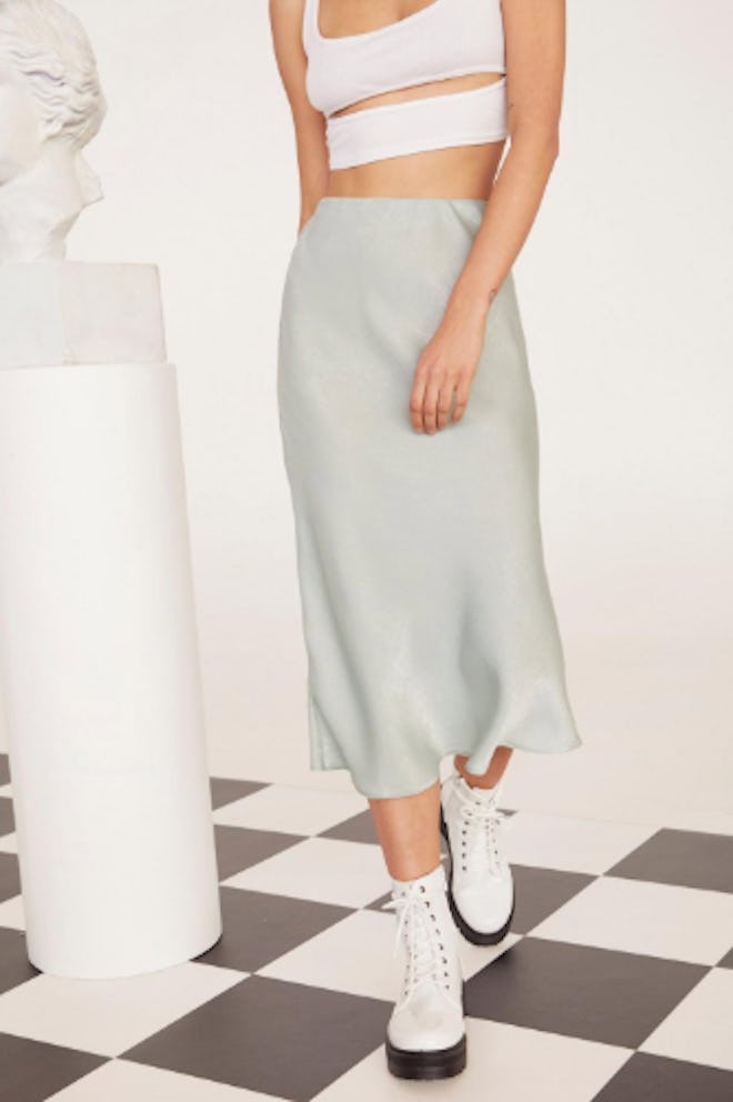 EMRATA Get Your Sleek On Satin Bias Cut Skirt