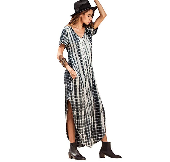 MAKEMECHIC Casual Short Sleeve Tie Dye Maxi Dress