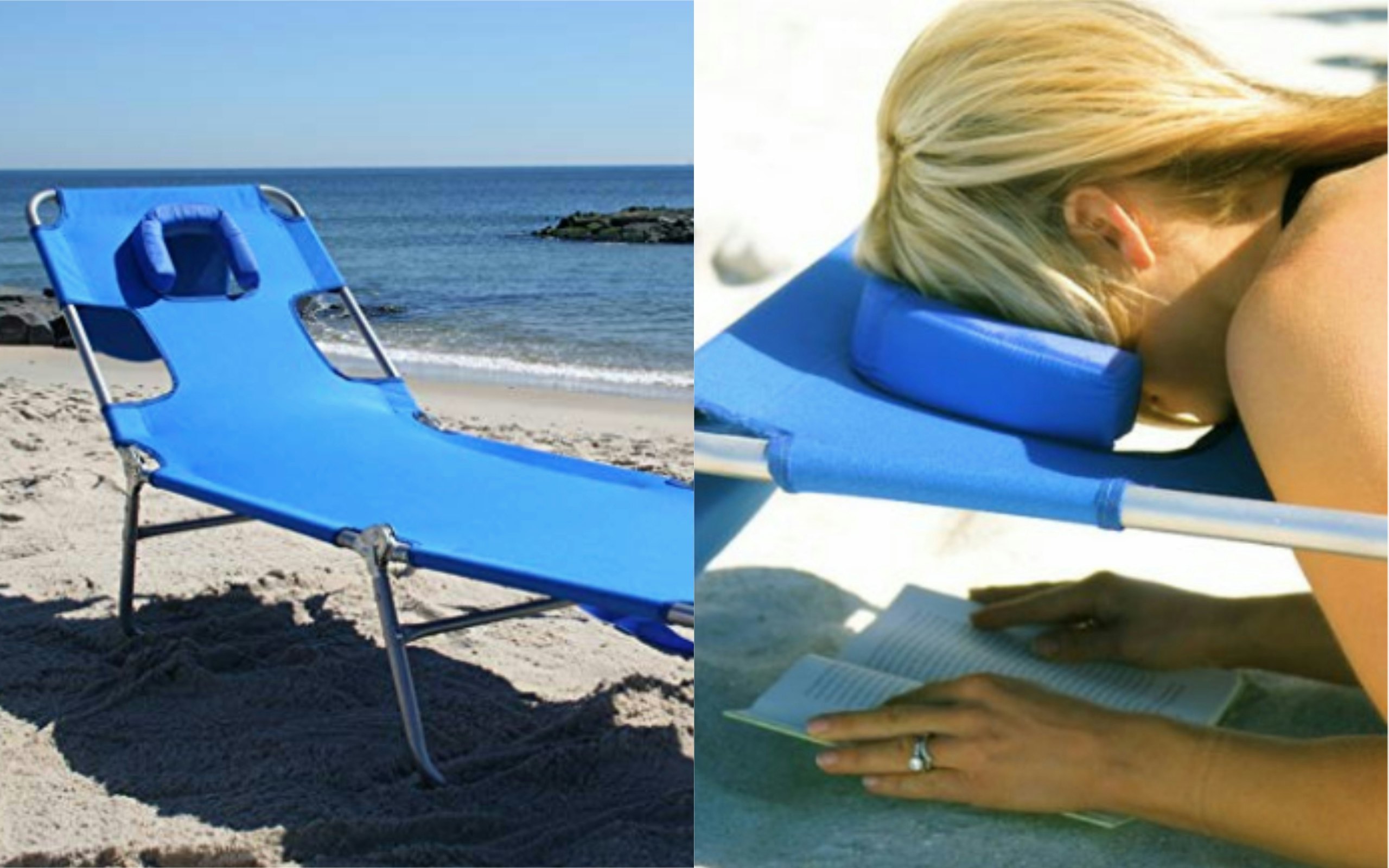 sun lounger with face hole