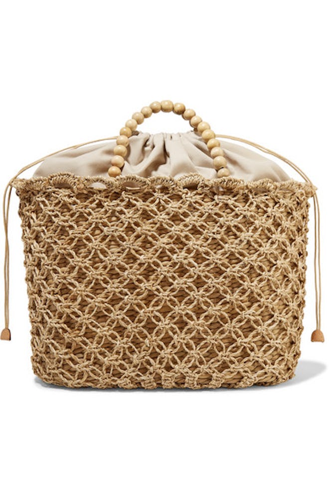 Kayu + NET SUSTAIN Pippa Woven Seagrass, Macramé And Beaded Tote