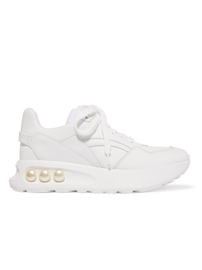 NKP3 Faux Pearl-Embellished Leather Sneakers