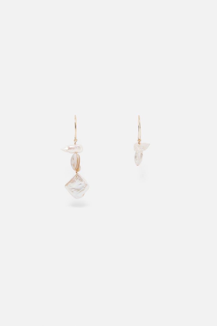 NATURAL PEARL, SHELL AND STONE EARRINGS