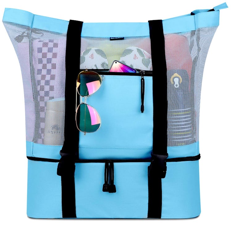 LILICALL Mesh Beach Tote Bag With Detachable Beach Cooler